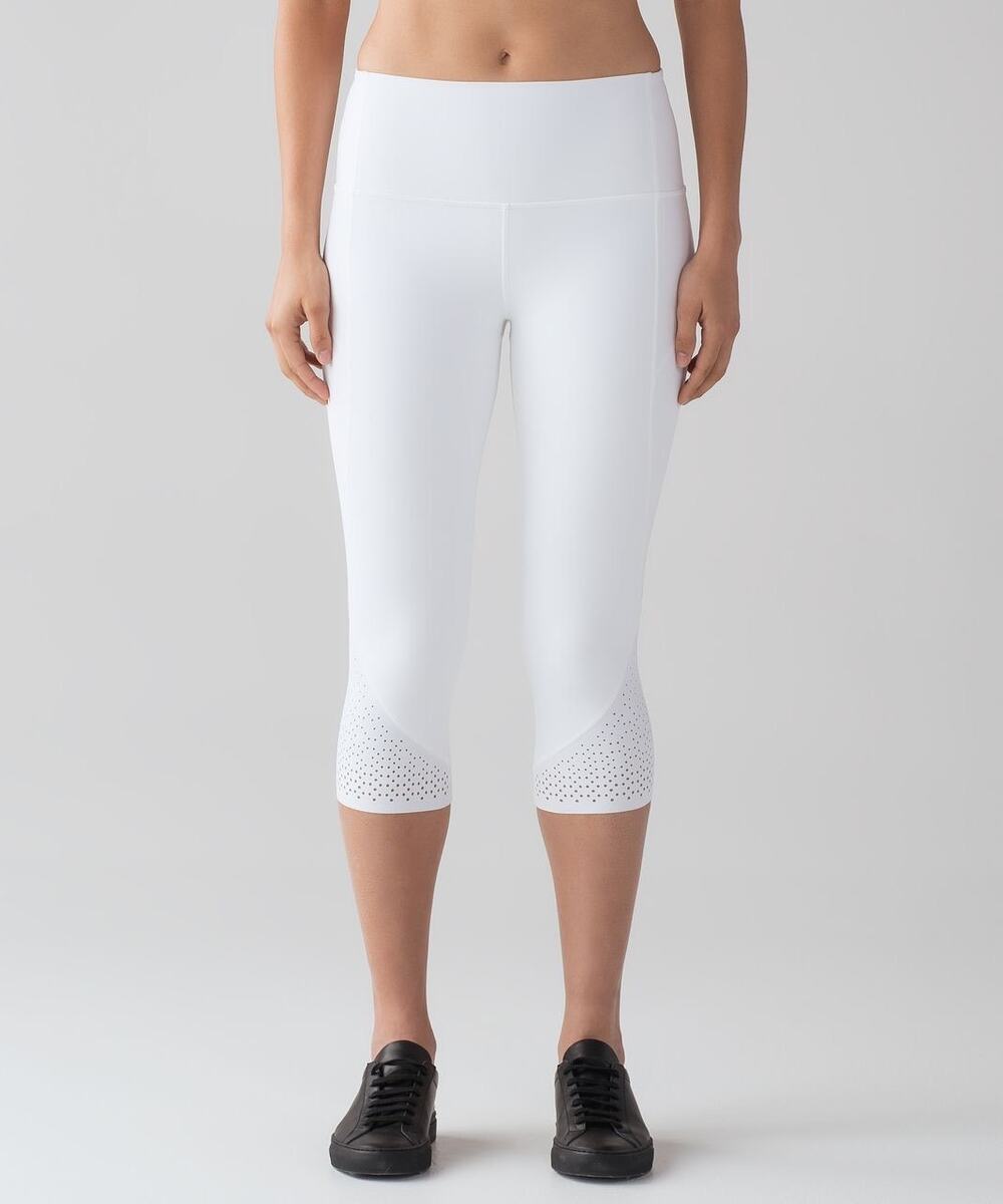 Lululemon White Perforated Crop Leggings – Size 10